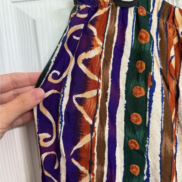 Vintage 90s Boho Abstract Print Skirt Women’s XL Earth Tones Knee Length - Picture 2 of 5